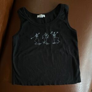 Black Kids Tank Top with Skeleton Design